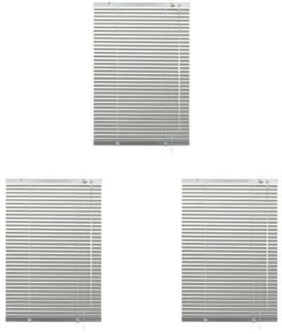 Deco Company Alu-Jalousie ohne Bohren, Zum Klemmen, Inkl. Klemmträgern, Sichtschutz, Lichtschutz, Blendschutz, Aluminium-Jalousie, Silber, 90 x 175 cm (Packung mit 3)