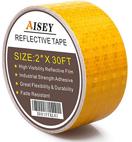 AISEY 2 X 30'ft Reflective Tape Yellow Hazard Caution Warning Stickers for Auto Cars Motorcycles Helmets - Reflector Tape Yellow Outdoor