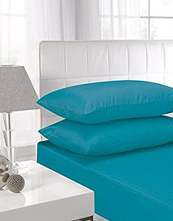 100% Egyptian Cotton Pillowcase pair House Wife Pillowcase pair 2 pack (Teal, Pillowcase Pair)