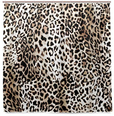 BALII Duschvorhang mit Leopardenmuster, 183 x 183 cm, Polyester, wasserdicht, mit 12 Haken für Badezimmer