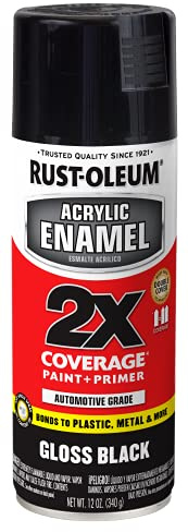 Rust-Oleum 271903 Acrylic Enamel 2X Spray Paint, 12 oz, Gloss Black, (Pack of 1)