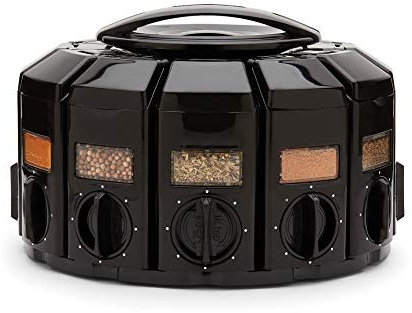 KitchenArt Select-A-Spice Carrousel à épices à mesure automatique 12 compartiments Noir 22,2 x 22,2 x 15,2 cm