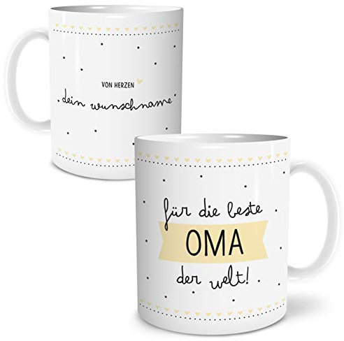 OWLBOOK® Personalisierte Geschenke für Frauen Tasse Personalisiert Name Beste Oma Tasse mit Spruch Geschenke Geschenkideen für Oma zum Geburtstag Keramik 300 ml