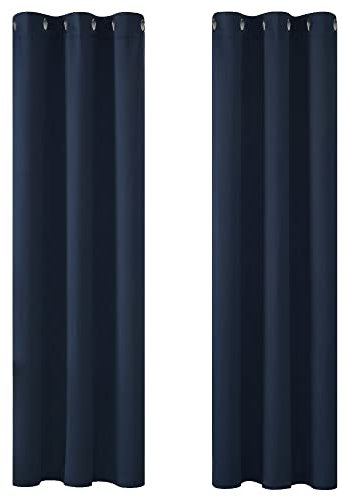 Deconovo Gardinen Blickdicht Kälteschutz Vorhang Dekon Kälteschutzvorhang, 214x107cm(HöhexBreite), Dunkelblau, 2er Set