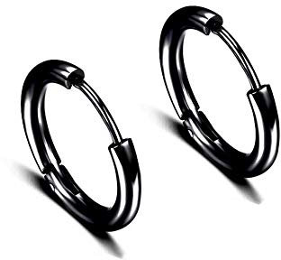 Daesar Edelstahl Ohrringe Creolen Indisch Rund 14MM Herren Ohrringe Modeschmuck