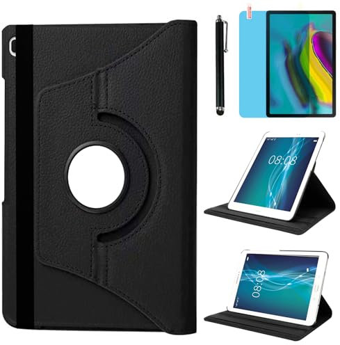 Custodia per Samsung Galaxy Tab S5e 10,5 2019 (SM-T720 T725 T727) - Custodia protettiva con supporto girevole a 360 gradi, pennino capacitivo incluso, pellicola protettiva (Black)