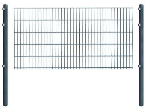 Doppelstabmattenzaun - Komplettset inkl. Pfosten (60x40mm) und Montagematerial - Verschiedene Längen und Höhen – Grün oder Anthrazit (L 4 m - H 103 cm, anthrazit)