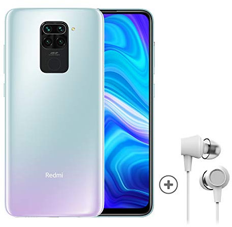 Xiaomi Redmi Note 9 Smartphone + Kopfhörer (16,59 cm (6,53) FHD+ Display, 128GB interner Speicher, 4GB RAM, 48MP Quad-Rückkamera, 13MP Frontkamera, Dual-SIM, Android 10) Weiß - [Exklusiv bei Amazon]
