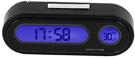 Autothermometer, 2 in 1 Auto Fahrzeuginnenraum Mini elektronische Uhr LED Digitaluhr Thermometer Voltmeter, Auto Thermometer Innen