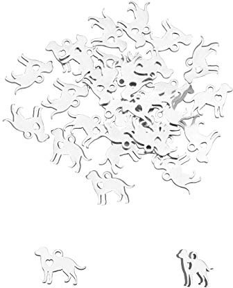 UNICRAFTALE 30pcs Hund Mit Herzloch Charm Edelstahl Charm Doggy Anhänger Metall Charm 1.5mm Kleine Loch Flache Anhänger Für Schmuckherstellung DIY Crafting