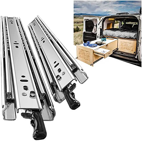 SHUHANG Schubladenschienen Schwerlast Schubladenauszug Vollauszug 750mm Mit Schloss Schubladen Auszugsschienen Tragfähigkeit Kugelgelagerten 68 KG Ladekapazität Seitenmontage 1 Paar(2 Stück)
