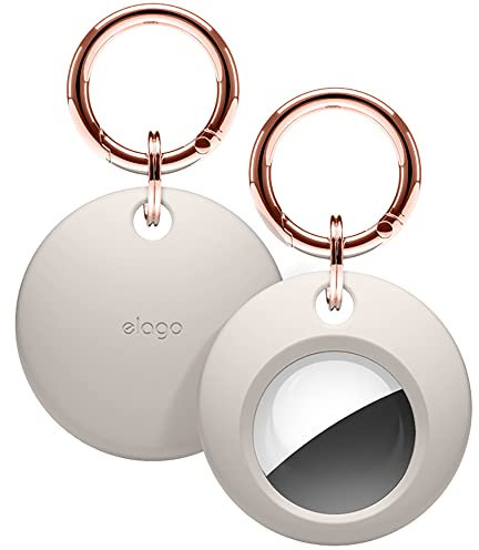 elago Basic Hülle kompatibel mit AirTag Schlüsselanhänger - Voller Schutz, inklusive Schlüsselanhänger, schlankes und einfaches Design, hochwertiges Silikon in Lebensmittelqualität (Taupe)