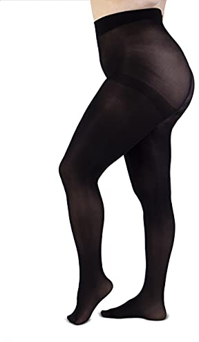 LEELA LAB Collant Curvy Taille Haute Semi-mat 50 Deniers - Made in Italy (Black, 8)