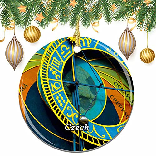 Orologio astronomico ceco di Praga Natale Albero di Natale Ornamento Decorazione Matrimonio Ciondolo Appeso Decorazione Città Viaggio Souvenir Collection