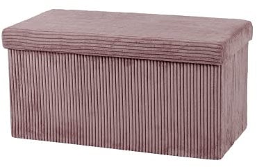 Large Ottoman Foldaway Storage Blanket Toy Box Bench Corduroy Pouffe Footstool Ottoman (Pink, 76cm x 38cm)