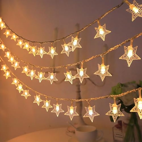 Sunshine smile Stern Lichterkette,6M 40LED Lichterkette Stern Strom,lichterkette Kinderzimmer Batterie,LED Dekolicherkette für Innenbeleuchtung im Freien,Schlafzimmer,Hochzeit,Geburtstag