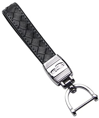 Auto Leder Schlüsselanhänger Schaffell Gurt mit Metall Anti-Verlust-D-Ring Schlüsselanhänger für Männer und Frauen Schlüsselanhänger Halter, Silber 1,