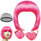 PLULON Peach Pink Bob Perücke und Sonnenbrille Set, Neon Kurz Bob Perücke Sonnenbrille Pack Kostüm Bunte Cosplay Perücke Haarteile für Bachelorette Neon Party Favors, Halloween Dekorationen