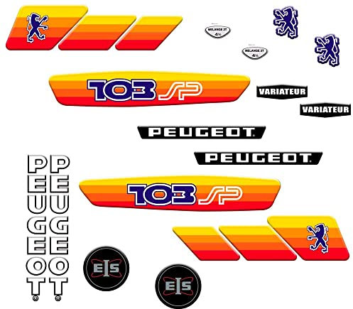 Kit Autcollants 103 SP Phase 2 pour décorer Votre mobylette Peugeot comme à l'époque (Jaune)
