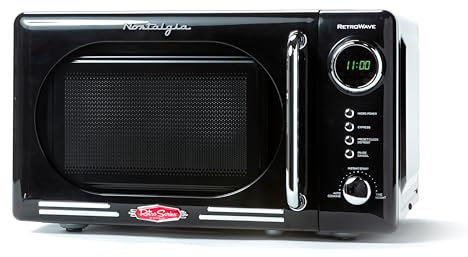 Nostalgia Retro 0.7 Cubic Foot 700-Watt Countertop Microwave Oven, Black