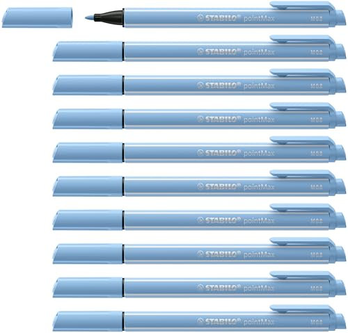 Rotulador punta media STABILO pointMax - Caja con 10 unidades color azul hielo