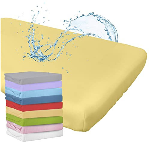 WhizProducts Spannbettlaken mit integriertem Matratzenschoner 60 x 120 cm (Gelb) für Babybett