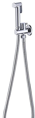 Doccino per Bidet con Tubo Doccetta per Wc Disabili Kit Spruzzatore per Bidet per wc di Qualità Acqua Fredda con Tubo con 1/2 Valvola Ottone Doccetta per Bidet Universale,Chrome