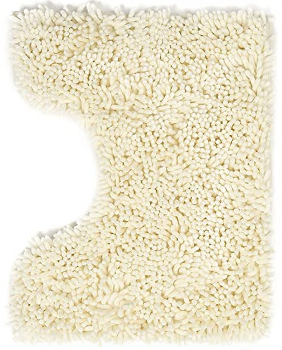 Poligono Tapis de Bain en Microfibre, Tapis Salle de Bain, Tapis de WC Formulaire U 40 x 50 cm, Doux, Antidérapant,Beige