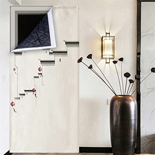 Liveinu Isolant Thermique Isolation Porte Rideau De Porte Isolant Coton Rideau d'occultation Coupe-vent Imperméable Isolation Phonique Un Panneau 70x90cm Style 5