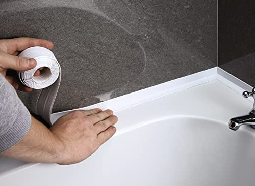 mysmartbuy.com Waterproof Sealing Tape – Impermeable Watertight PVC Seal for Sinks, Showers, Windows, Skirting Boards, Counter Tops - 38mm x 3.2m