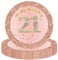 Happy 21st Birthday Paper Plates 7 Rose Gold,16Pcs Girls Birthday Party Plates Tableware,21st Birthday Decorations Plates for Girls,Women,Her 21st Birthday Party Supplies Table Decorations