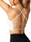 ZAAYO Damen Gym BH Gepolstert Crossback Fitness Sport Bra Abnehmbarer Brustpolster Yoga Tops Gestrickte Nahtlose Sportbekleidung Weiß Medium