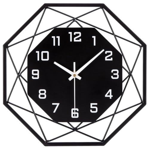 VINILITE Wanduhr Metall Schwarz im Vintage-Stil Ohne Tickgeräusche Lautlos Vintage Dekor Wanduhr mit Arabische Ziffern 30cm für Wohnzimmer, Küche, Schlafzimmer, Büro