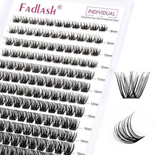 FADLASH Ciglia Finte Ciuffetti 132pcs DIY Cluster Ciglia Ciuffetti 0.07 D Curl Mix 8-16mm Riutilizzabili Ciglia Finte(K001)