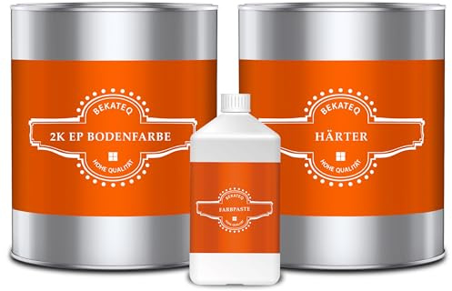 BEKATEQ 2K Epoxidharz 1kg Mahagonibraun I Bodenbeschichtung UV-optimiert, Selbstentlüftend, Geruchsarm, Betonfarbe für außen & innen I Bodenfarbe für Garagenboden, Werkstatt- & Industrieboden BE-702