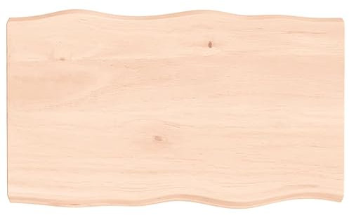 Tidyard Tischplatte Massivholzplatte Eichenplatte Holzplatte Platte Ersatztischplatte 100x60x6 cm Massivholz Eiche Unbehandelt Baumkante