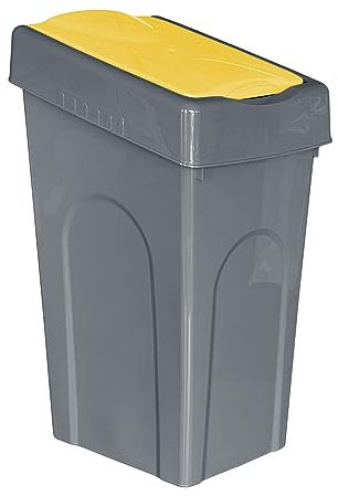 Optimal Products 50L Plastic Recycling Bin Rubbish Dustbin Kitchen Garden Recycle Waste Bin With Lid (Yellow, 1)