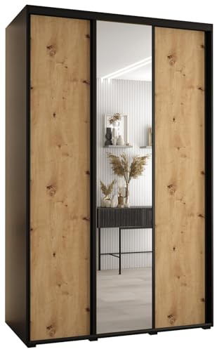 Kleiderschrank mit Spiegel Davos 3 Garderobenschrank - Schrank Schlafzimmer - Mehrzweckschrank 3 Schiebetüren - Regalen - Flur Möbel - Kleiderstange Schrank - Allzweckschrank - closet - Gaderobe