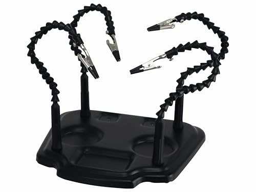 DAYTOOLS Löthilfe LH-11M | 4 flexible Schwanenhals-Arme | Isolierte Krokodilklemmen | Robuster Metallfuß | Präzisionswerkzeug zum Löten, Lackieren und Basteln