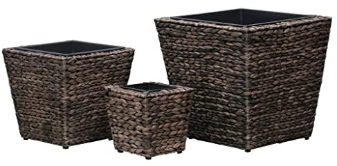 Gartenbeet, Blumenkästen，Garten-Hochbeete, Pflanzgefäße,Garten-Hochbeete 3-TLG. Wasserhyazinthe Braun Für Gärten, Außenbereiche, Balkone