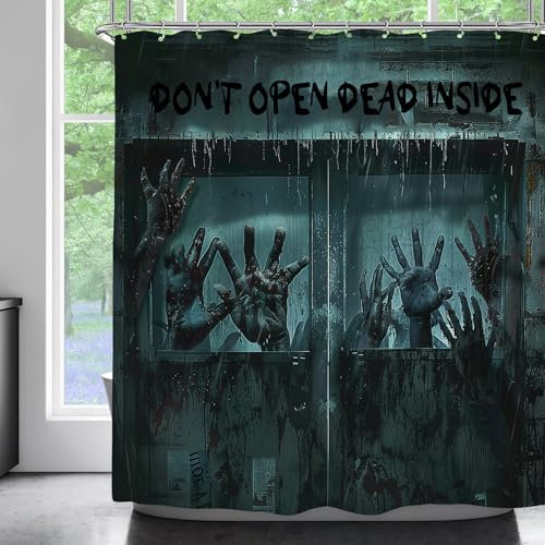 VODRM Duschvorhang mit Gothic-Händen, 183 x 183 cm, Horror-Badezimmer-Dekor mit 12 Haken, mit Zombie-Apokalypse-Gothic-Vorhängen, moderne Halloween-Dekoration, Geschenke für Frauen, Männer, Erwachsene