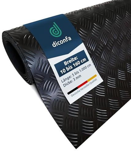diconfa Gummi-Matte Hammerschlag-Matte 3mm stark - BREITE 0,05m bis 1,6m - LÄNGE 0,05m bis 10m - Auswahl 60 x 80cm (600 x 800mm) - UV-stabil geruchsarm rutschfest Riffelblechmatte Riffelmatte