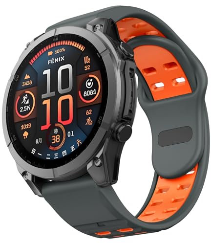 MYSNBKN 22mm Quick Fit Armband für Fenix 8 47mm/Fenix 7/Fenix 7 Pro/Fenix 6/Fenix 6 Pro/Fenix 5/EPIX/EPIX Gen2, Weiches Silikon Ersatzband für Forerunner 935/945/955/965/Approach S62