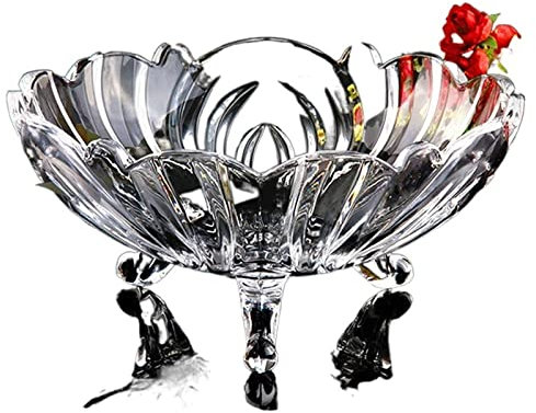 WALFREW Coupe à Fruits Assiette de Fruits en Verre de Cristal de Bureau Salon Table Basse Assiette de collation de Bonbons Assiette Haute