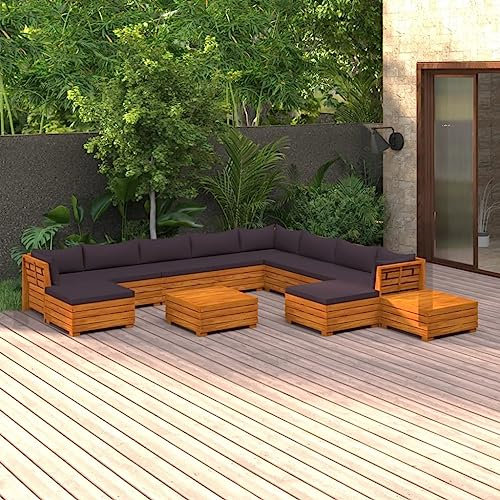 KATERYY 12-TLG. Garten-Lounge-Set mit Kissen Massivholz Akazie,Rustikales GartenLoungeSet aus massivem Akazienholz mit bequemen Polstern