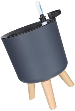 BEBEMOKO 1 juego de macetas de madera con patas de riego para suculentas, macetas de riego automático para plantas de interior, maceta de plástico gris