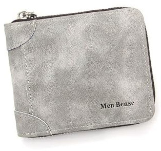 GJHYNT Portafoglio Uomo Slim Piccolo Portafoglio Maschile con Cerniera Casual con Cerniera Porta del Portafoglio Maschio Sintetico Pusse Pura Punso Polusa Portalet Slot-Grigio Chiaro