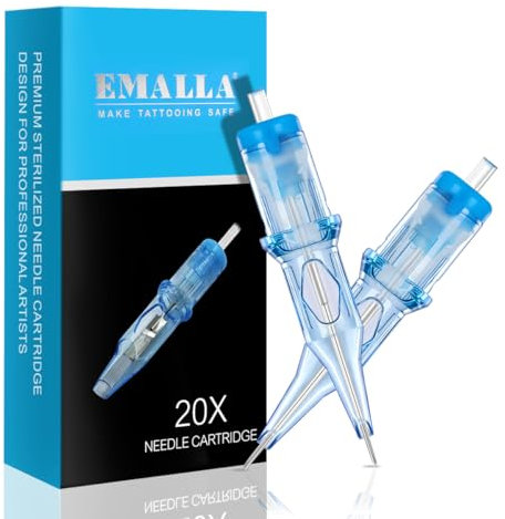 EMALLA ELIOT Tattoo Nadeln, 20 Stück Tattoo Cartridges Nadeln #10 3RLL Runder Liner Tattoo Nadeln Set für Tattoo Pen Maschine Set