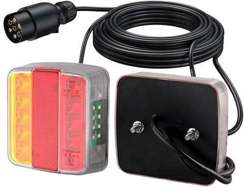 Justech 18 LED Pilotos Traseros Remolque,12V Luces Trasera Homologado E11 con Cable de 7,5m Enchufe 7 Pines,Tornillo de Montaje para Camiones,Remolques,Caravanas