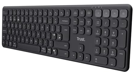 Trust Vaiya Wireless Keyboard Bluetooth + 2.4 GHz QWERTY UK Layout, Multi-device Bluetooth Keyboard with Numpad, Rechargeable Battery, 55% Recycled Plastics, Windows iOS iPadOS macOS Android, Black
